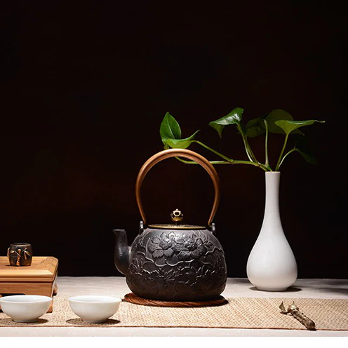 Cast Iron Peony Flower Teapot - Image 9