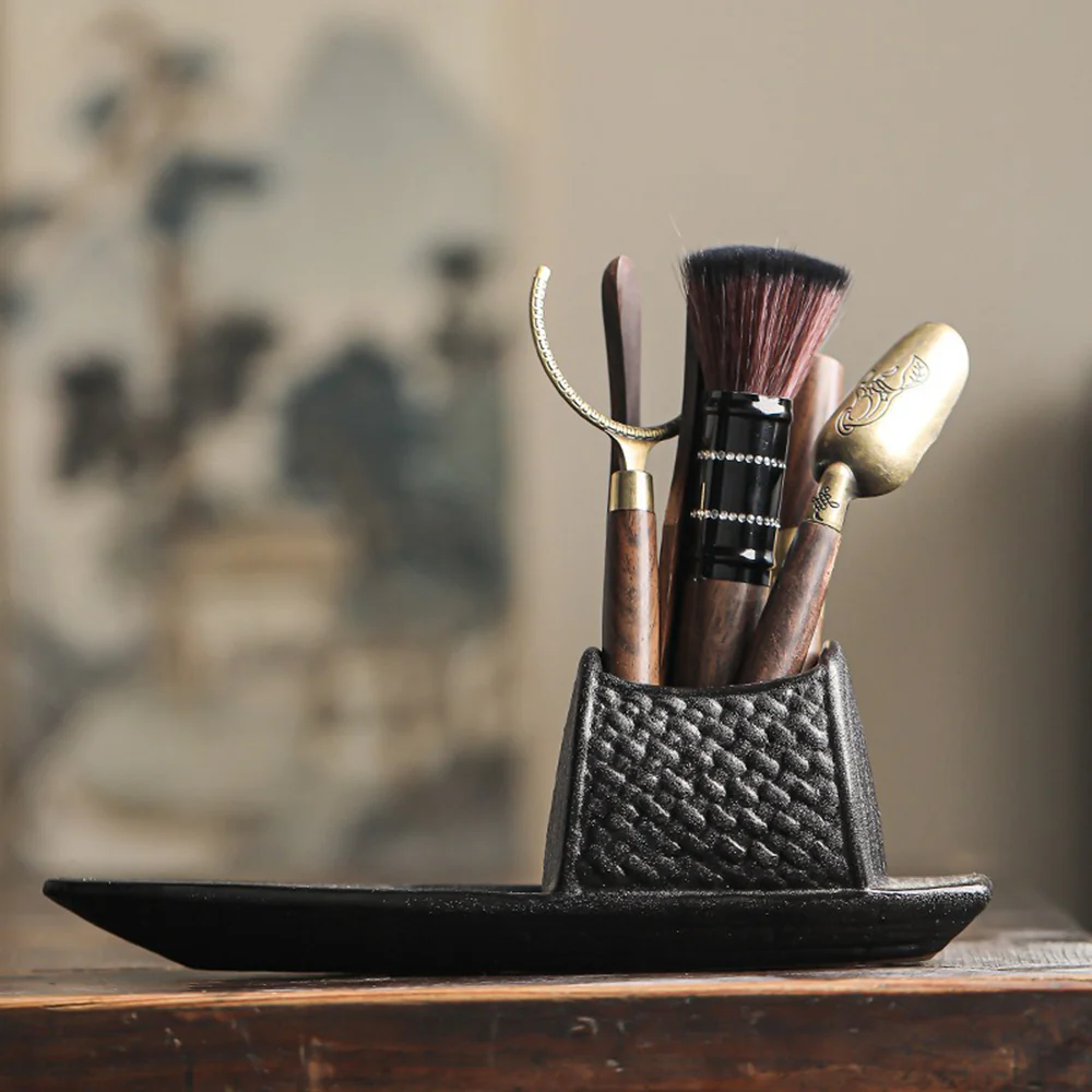 Ceramic Boat Tea Utensil Set With Monk - Image 3