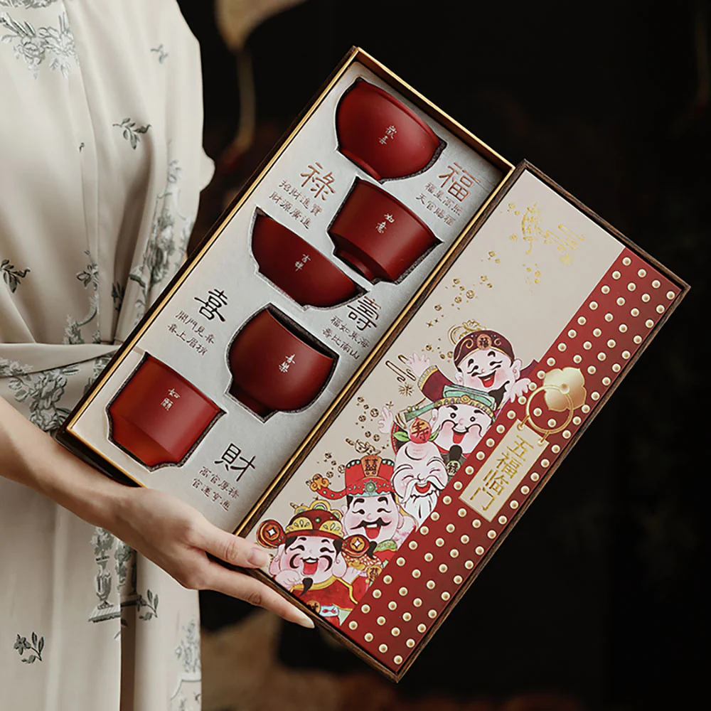 Ceramic Five Blessings Gongfu Tea Cup Set - Image 2