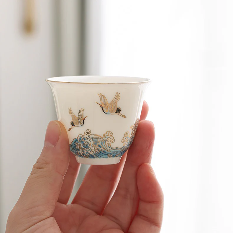 Ceramic Sulet-jade Red-crowned Crane Tea Set - Image 3