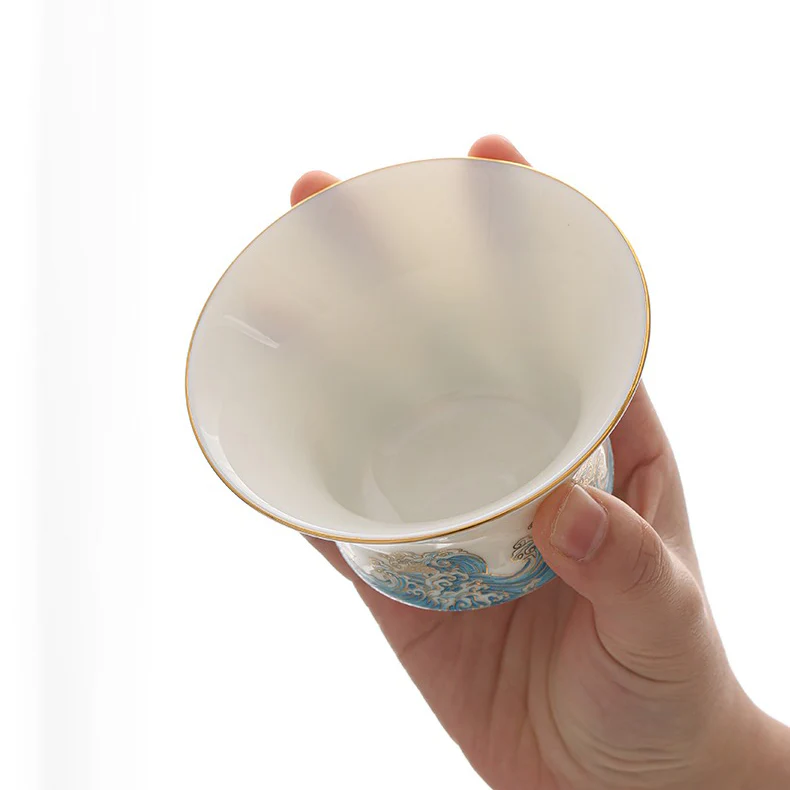 Ceramic Sulet-jade Red-crowned Crane Tea Set - Image 4