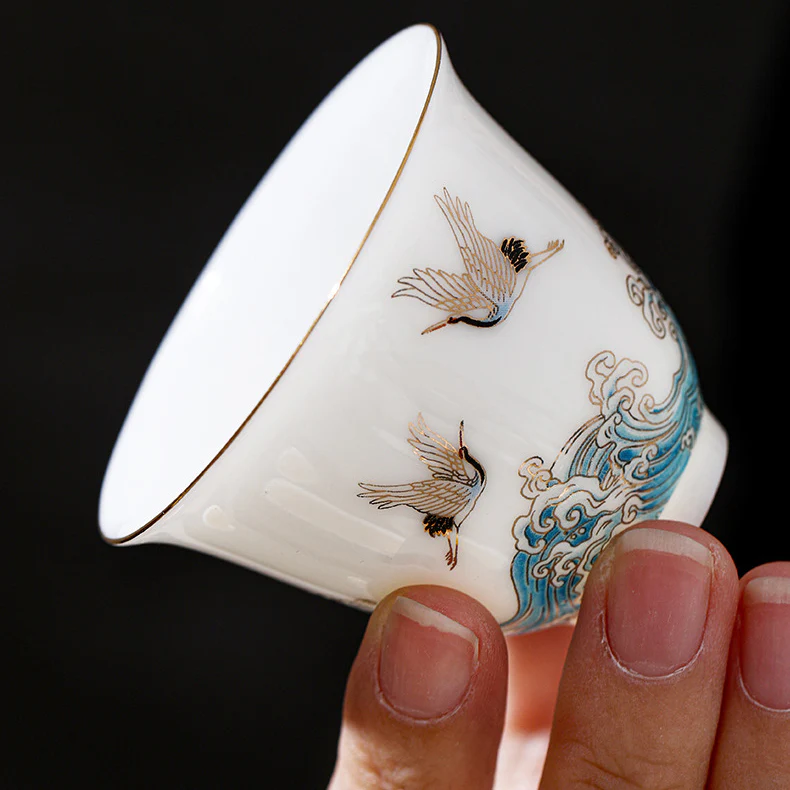 Ceramic Sulet-jade Red-crowned Crane Tea Set - Image 5