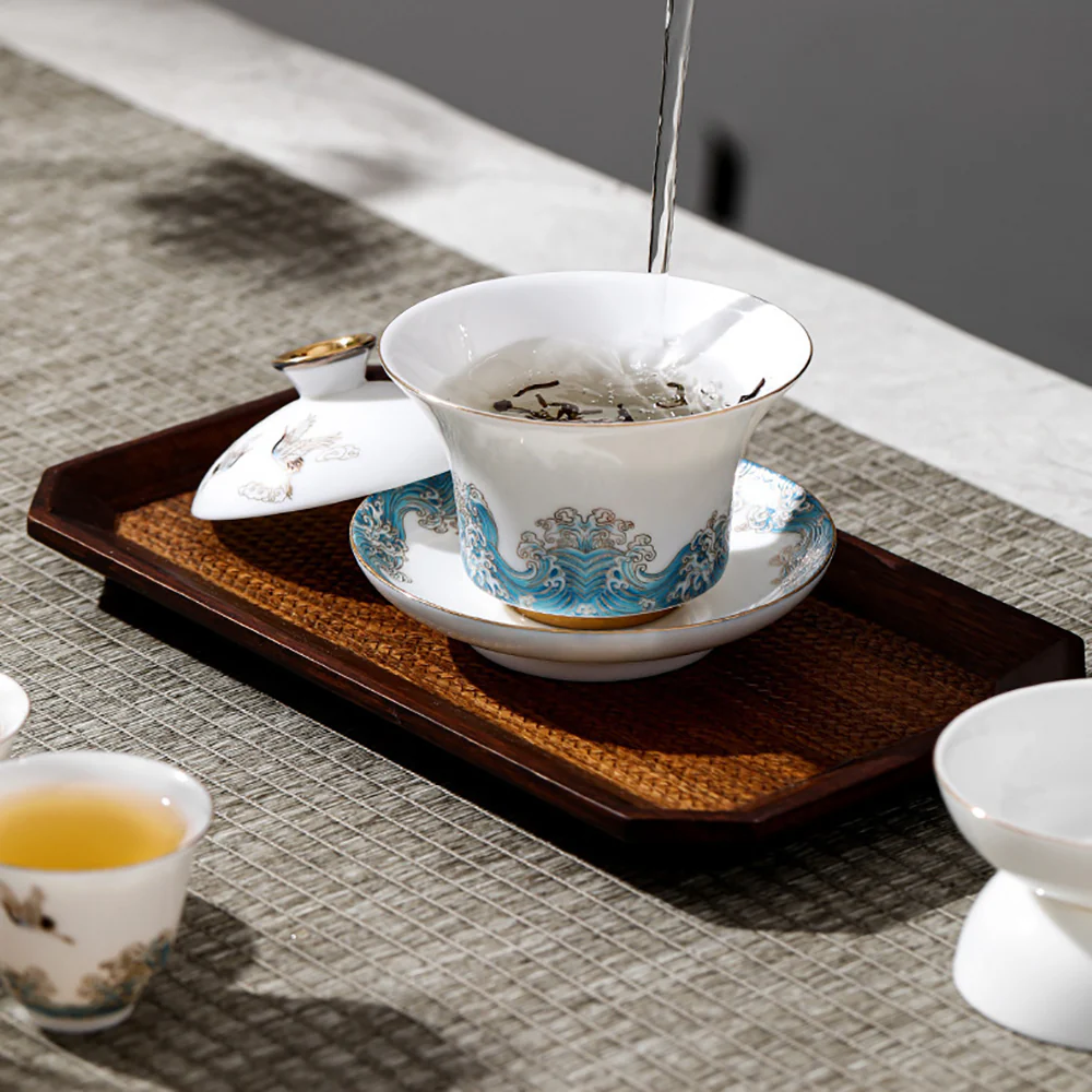 Ceramic Sulet-jade Red-crowned Crane Tea Set - Image 6