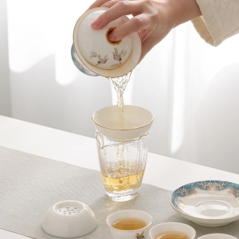 Ceramic Sulet-jade Red-crowned Crane Tea Set - Image 7