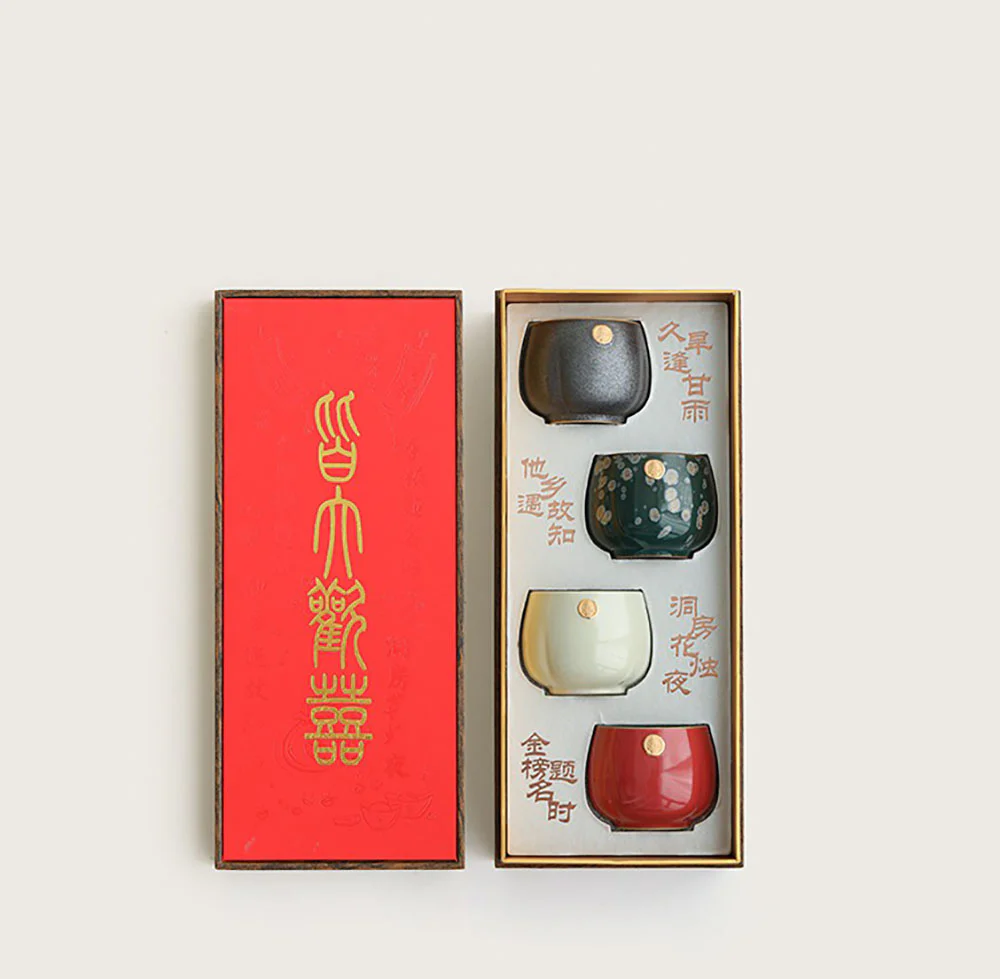 Ceramic Xi Character Gongfu Tea Cup Set - Image 5