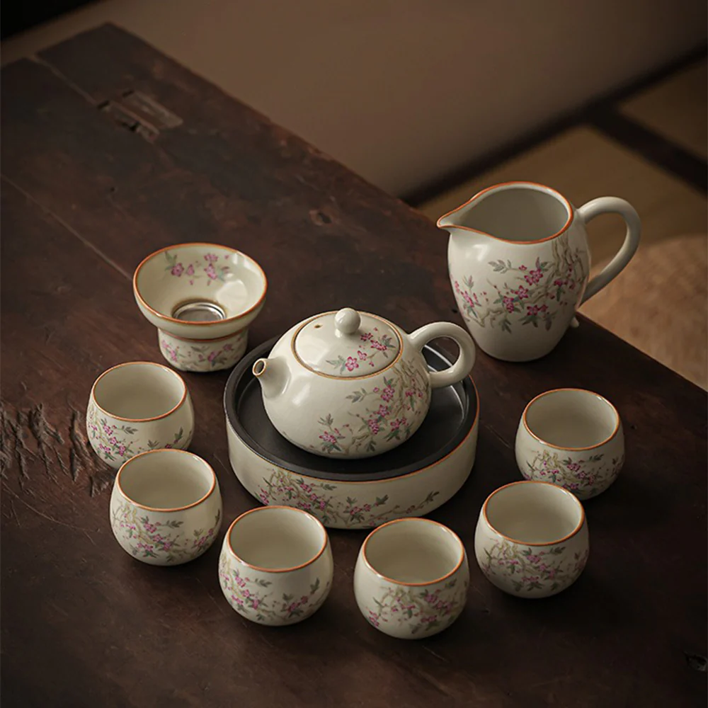 Chinese Ruyao Peach Blossom Tea Set - Image 2