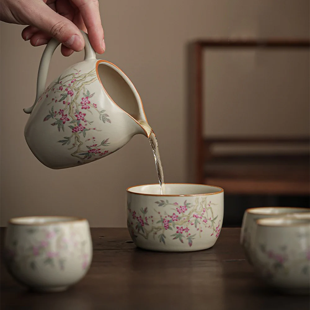 Chinese Ruyao Peach Blossom Tea Set - Image 3