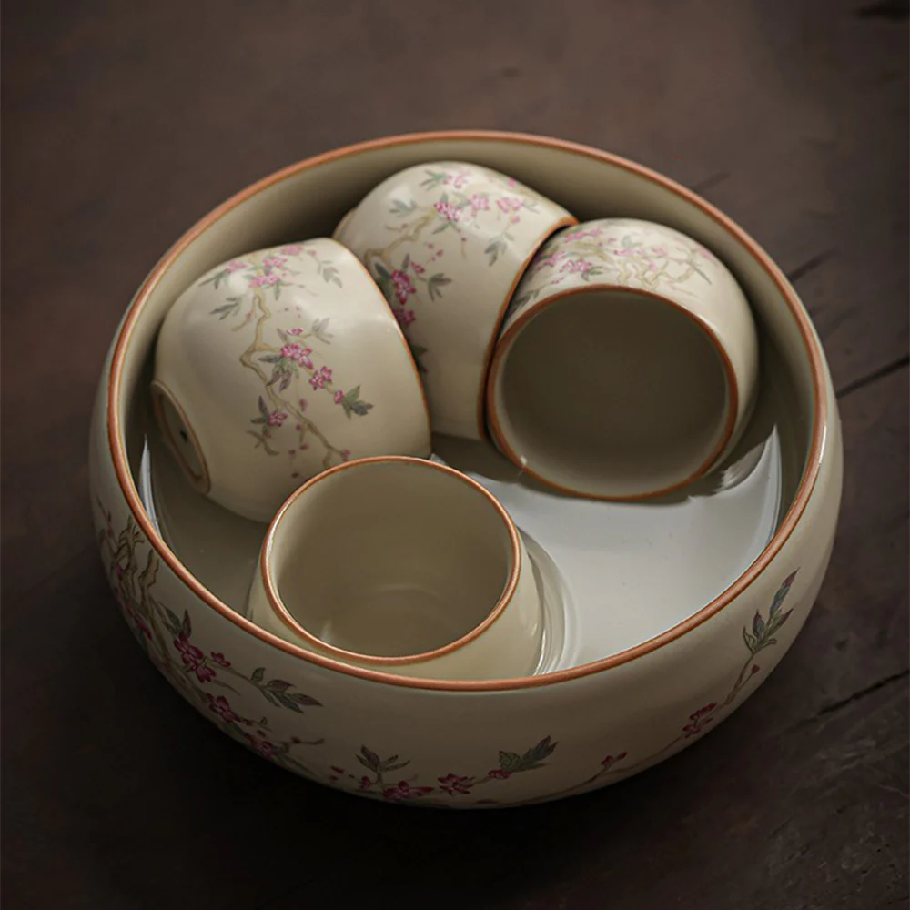 Chinese Ruyao Peach Blossom Tea Set - Image 5