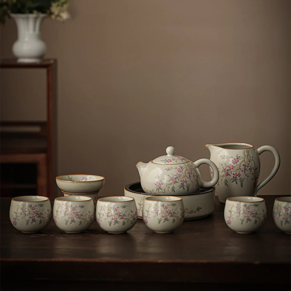 Chinese Ruyao Peach Blossom Tea Set - Image 7
