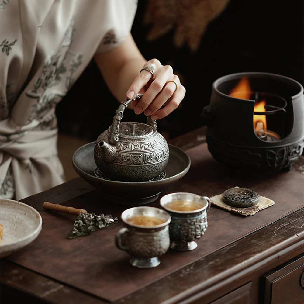 Chinese Antique Silver-Plated Ceramic Teapot - Image 6