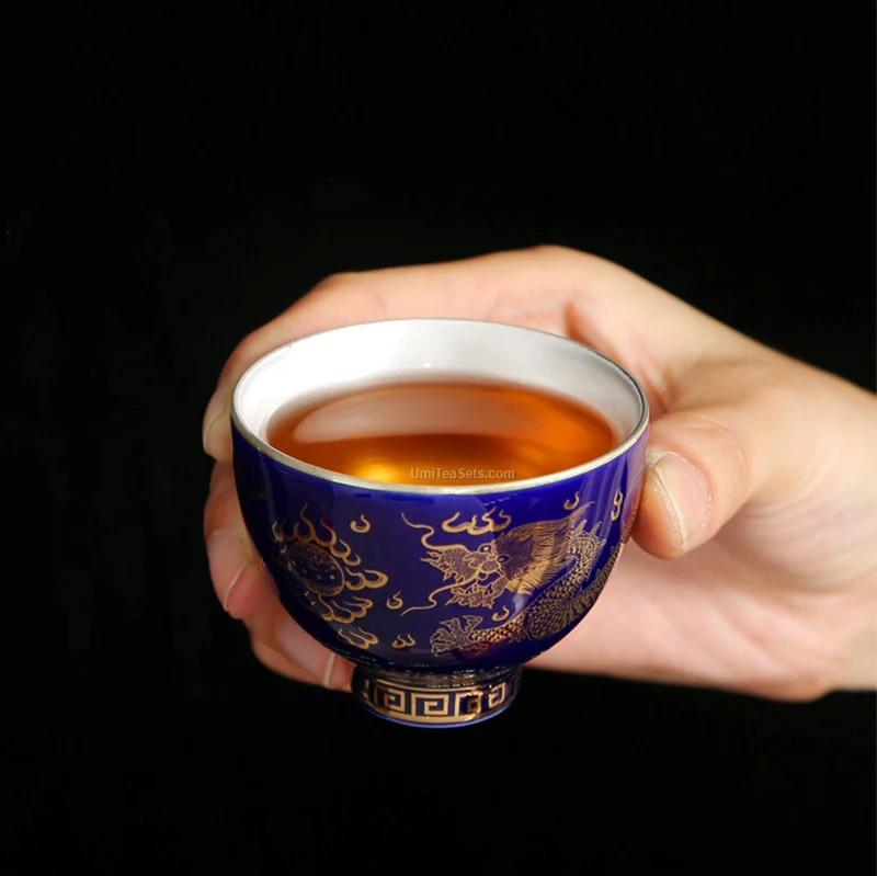 Chinese Dragon and Phoenix Porcelain Tea Set - Image 6