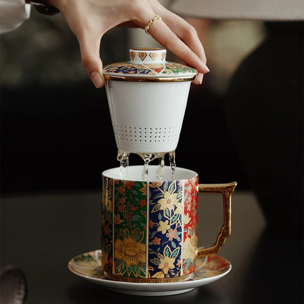 Chinese Enamel Porcelain Floral Tea Cup - Image 3