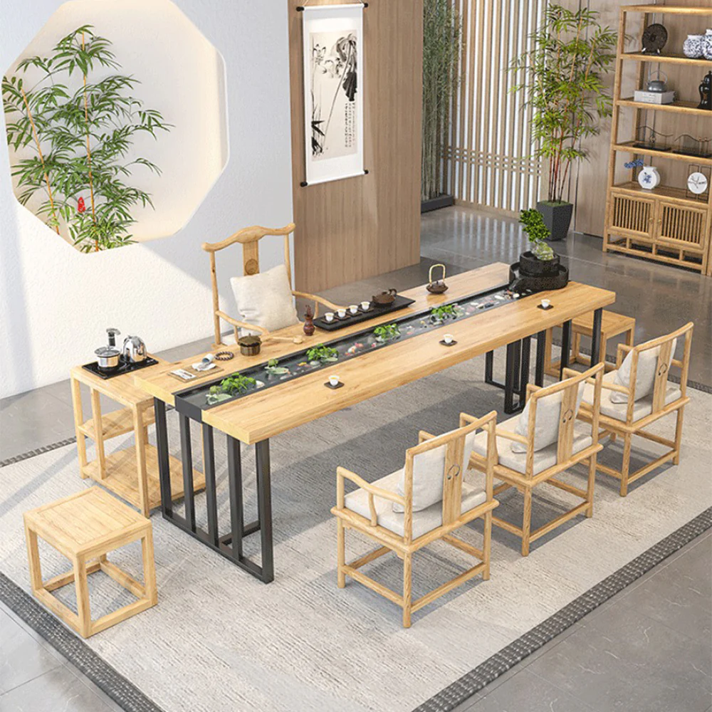 Chinese Flowing Water Landscape Tea Table Set With Fish Pond - Image 2