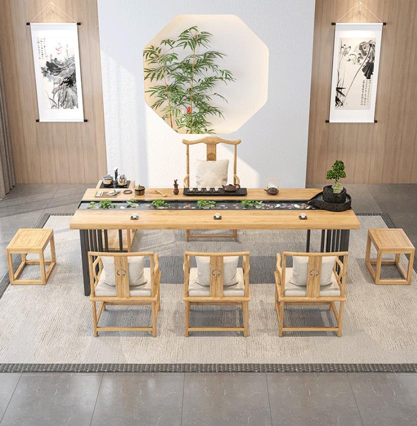 Chinese Flowing Water Landscape Tea Table Set With Fish Pond - Image 3