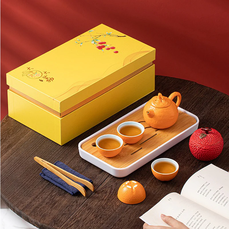 Chinese Fruit Tea Set With Tea Tray - Image 2