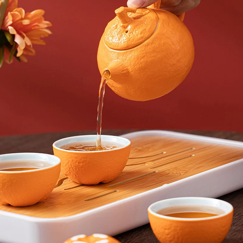 Chinese Fruit Tea Set With Tea Tray - Image 4