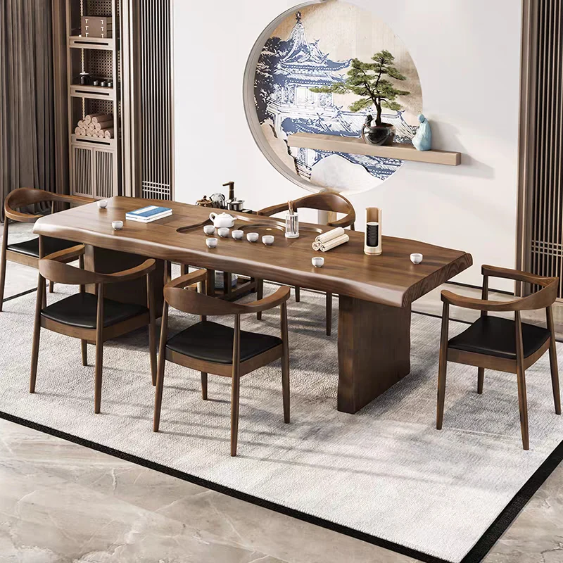 Chinese Gongfu Tea Table With Leather Chairs - Image 4