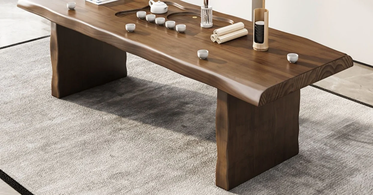 Chinese Gongfu Tea Table With Leather Chairs - Image 6