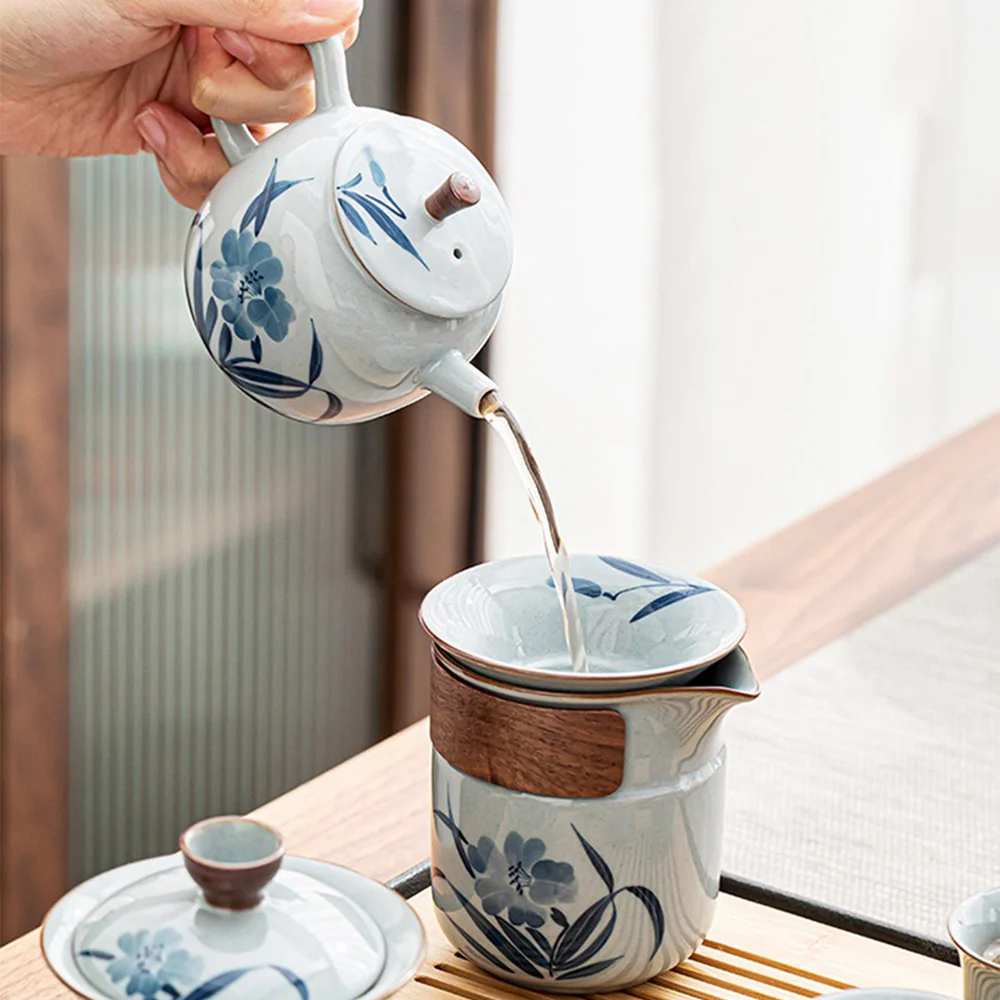 Chinese Hand Drawing Orchid Tea Set - Image 2
