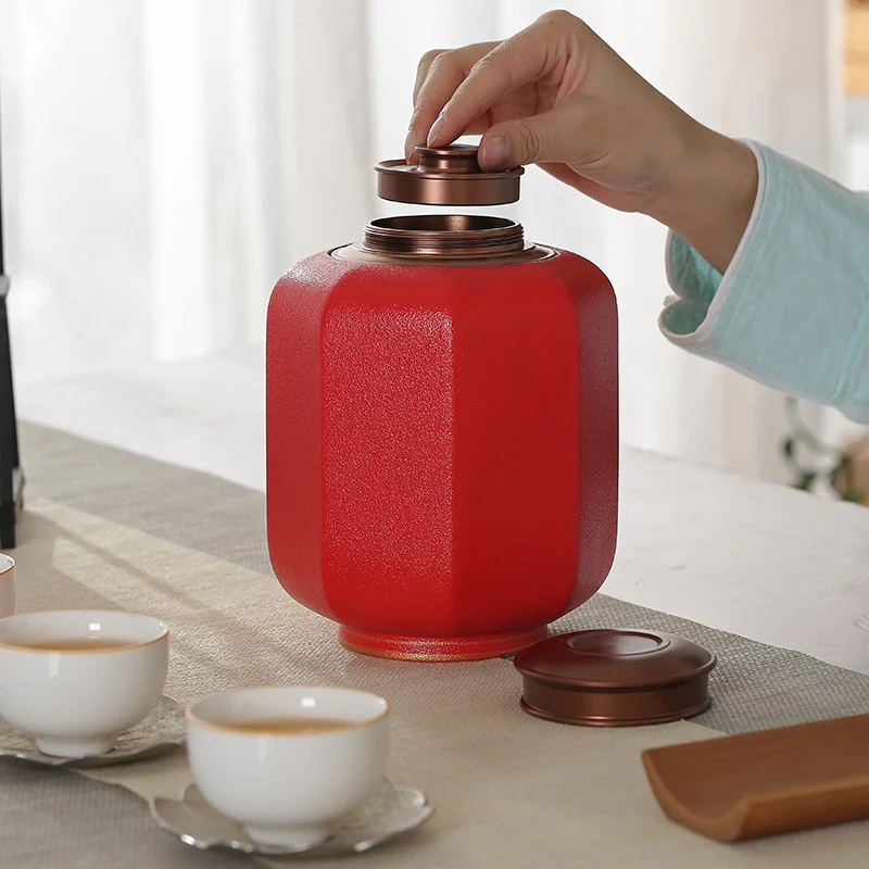 Chinese Palace Lantern Red Tea Caddy - Image 12