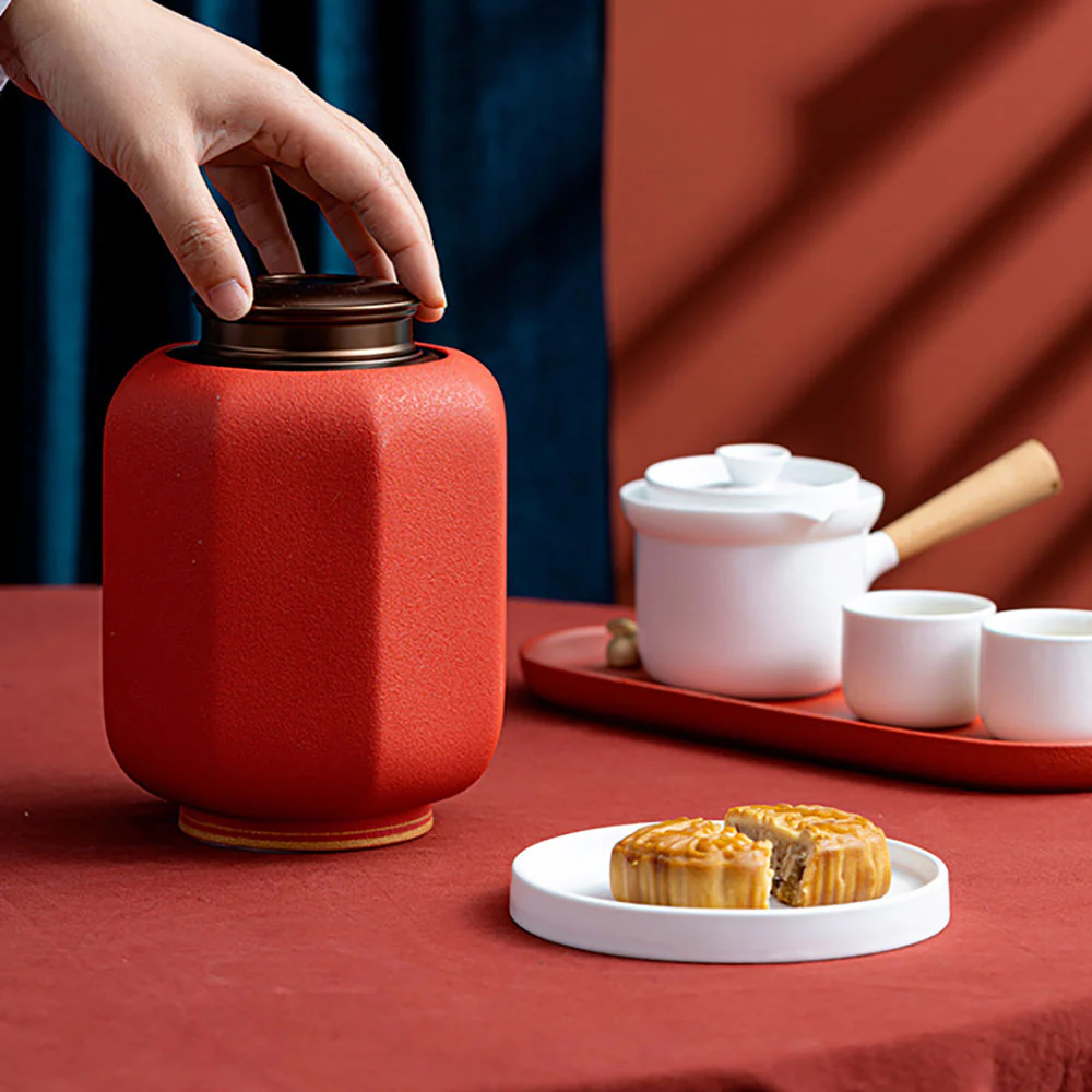 Chinese Palace Lantern Red Tea Caddy - Image 4