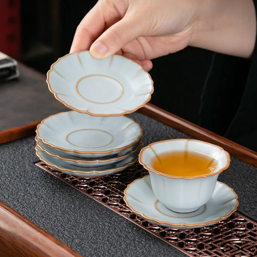 Chinese Ruyao Flower Tea Set With Sauser - Image 2
