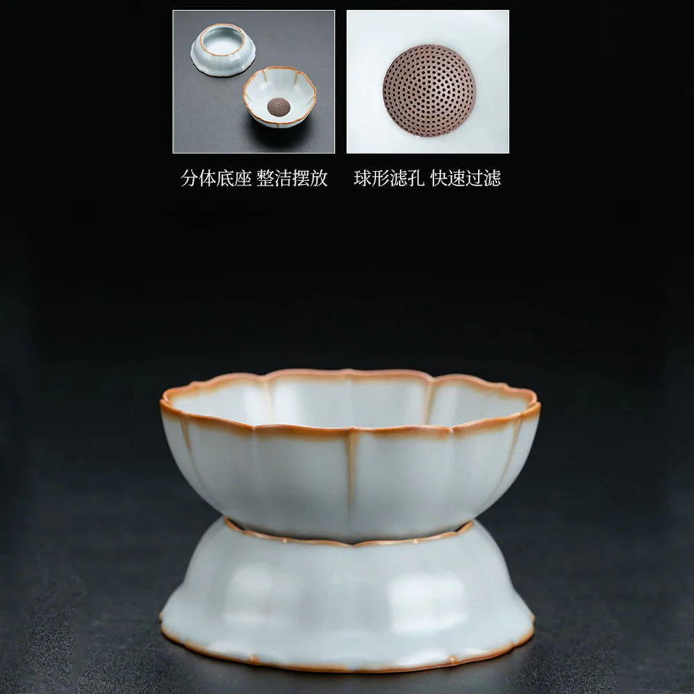 Chinese Ruyao Flower Tea Set With Sauser - Image 4