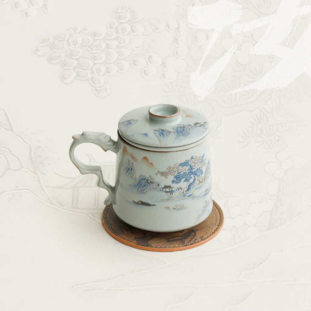 Chinese Ruyao Landscape Tea Cup With Infuser - Image 3