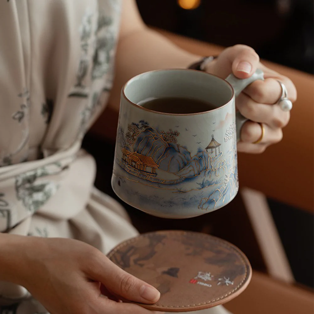 Chinese Ruyao Landscape Tea Cup With Infuser - Image 5