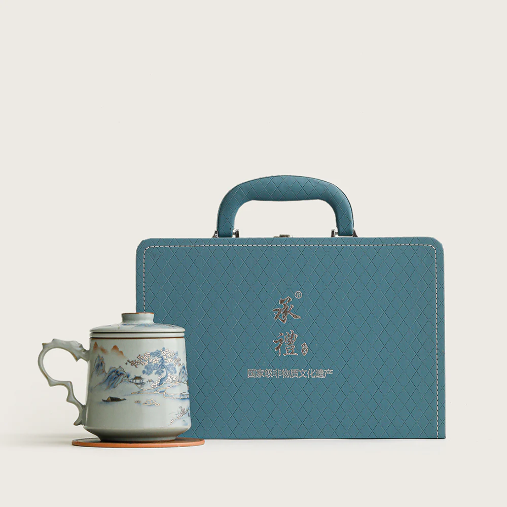Chinese Ruyao Landscape Tea Cup With Infuser - Image 7