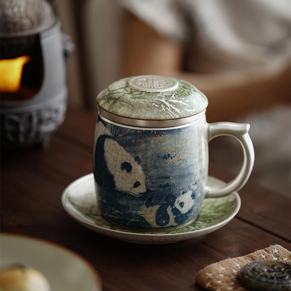 Chinese Ruyao Panda And Bamboo Tea Cup - Image 3