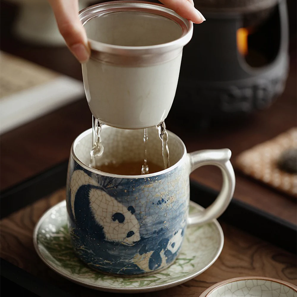 Chinese Ruyao Panda And Bamboo Tea Cup - Image 4