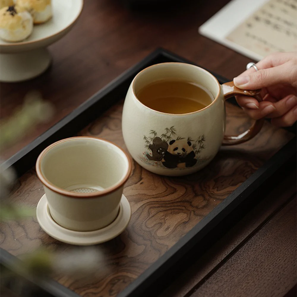 Chinese Ruyao Panda Tea Cup With Infuser - Image 4