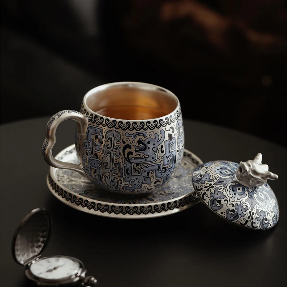 Chinese Taotie Sterling Silver Tea Cup - Image 5