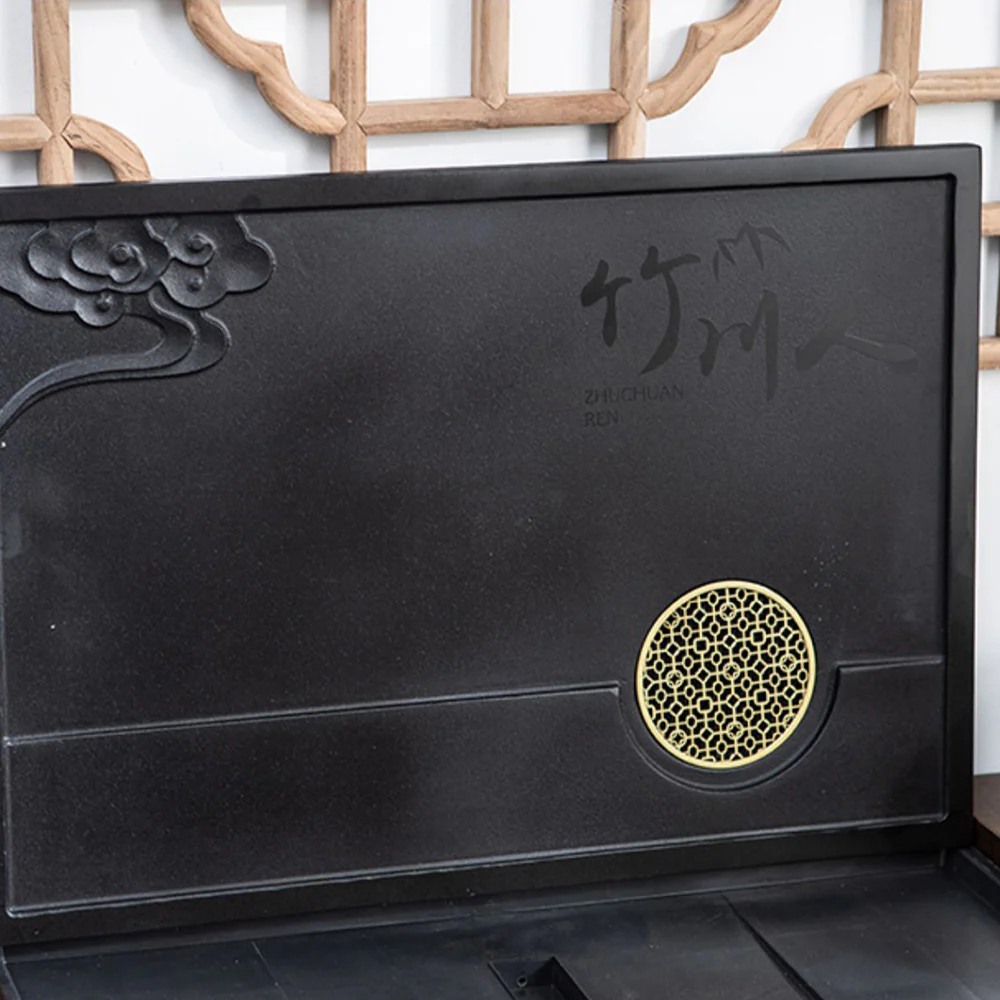Chinese Tea Cart with Stone Tea Tray - Image 3