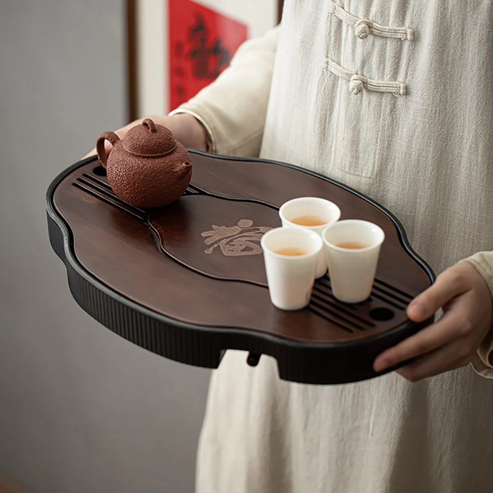 Chinese Walnut Bamboo Gong Fu Tea Tray - Image 2