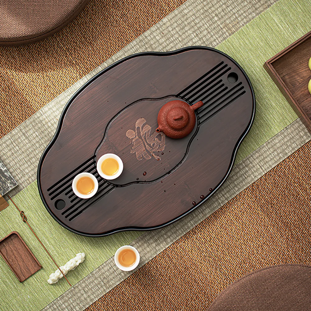 Chinese Walnut Bamboo Gong Fu Tea Tray - Image 3