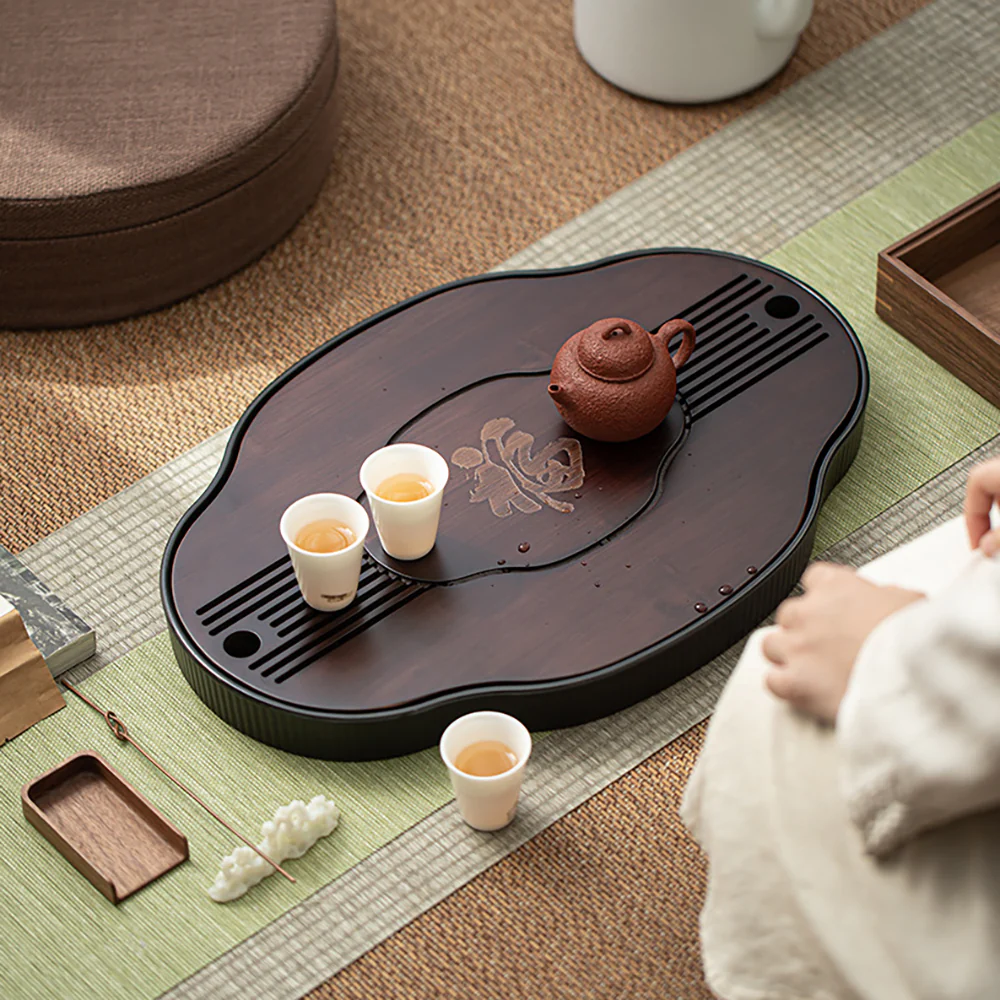 Chinese Walnut Bamboo Gong Fu Tea Tray - Image 4