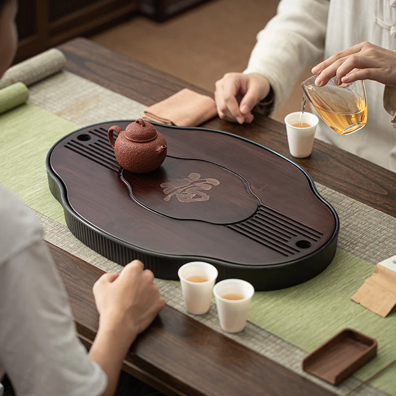 Chinese Walnut Bamboo Gong Fu Tea Tray - Image 5