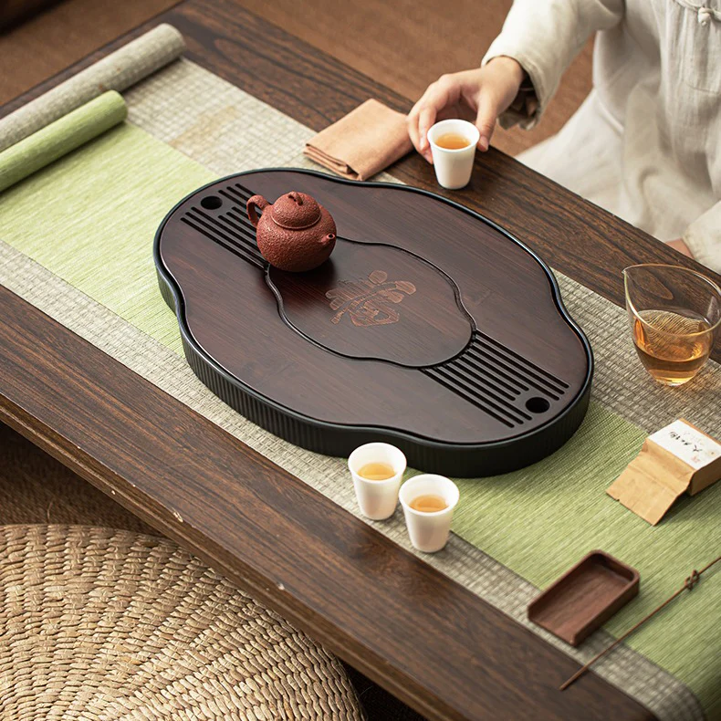 Chinese Walnut Bamboo Gong Fu Tea Tray - Image 6