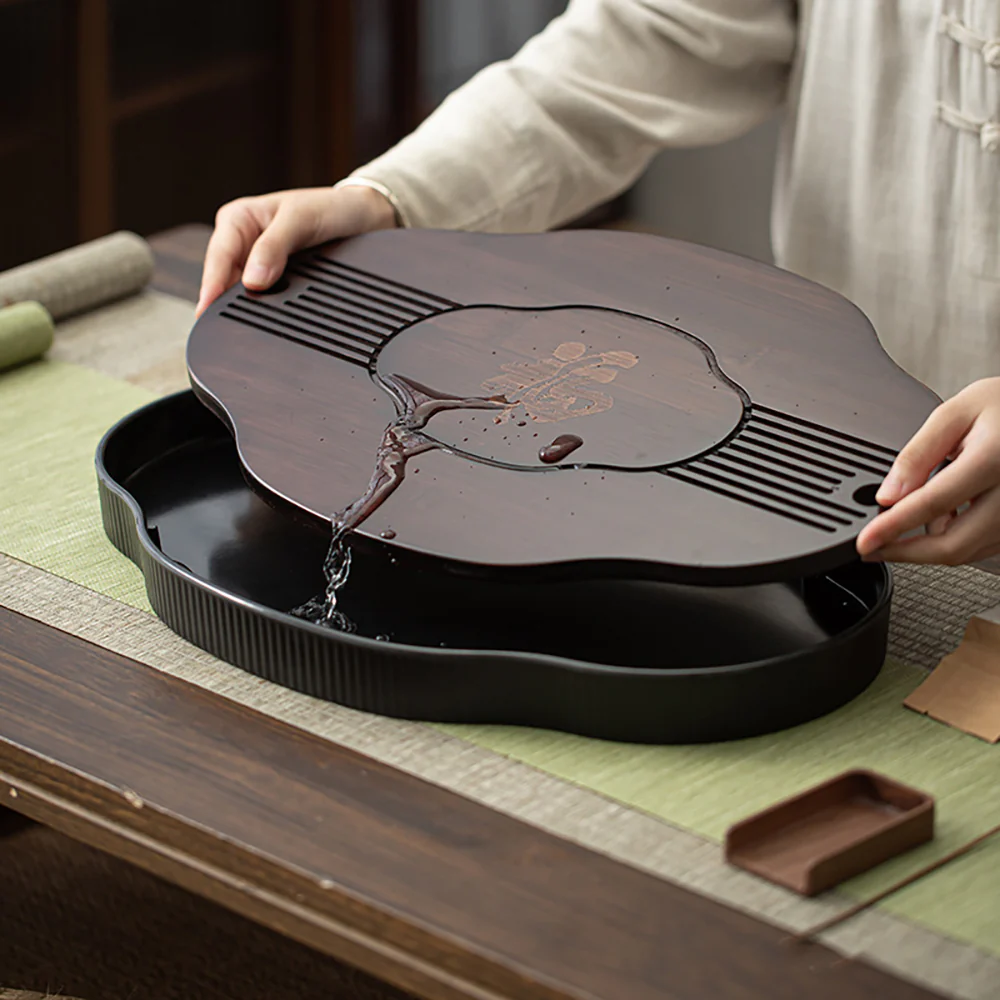 Chinese Walnut Bamboo Gong Fu Tea Tray - Image 8