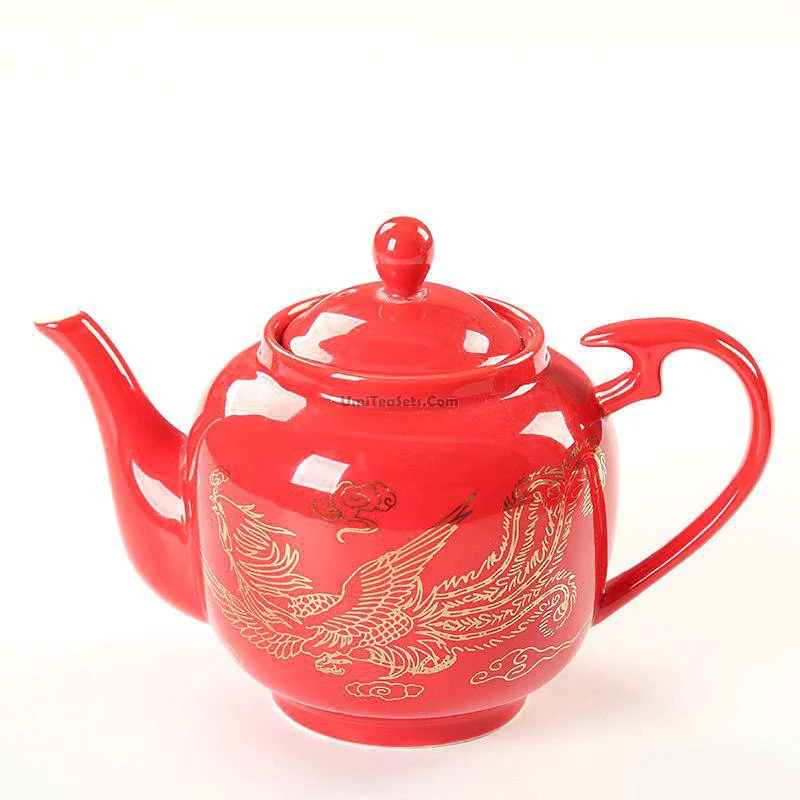 Chinese Wedding Teapot With Four Gaiwan - Image 4