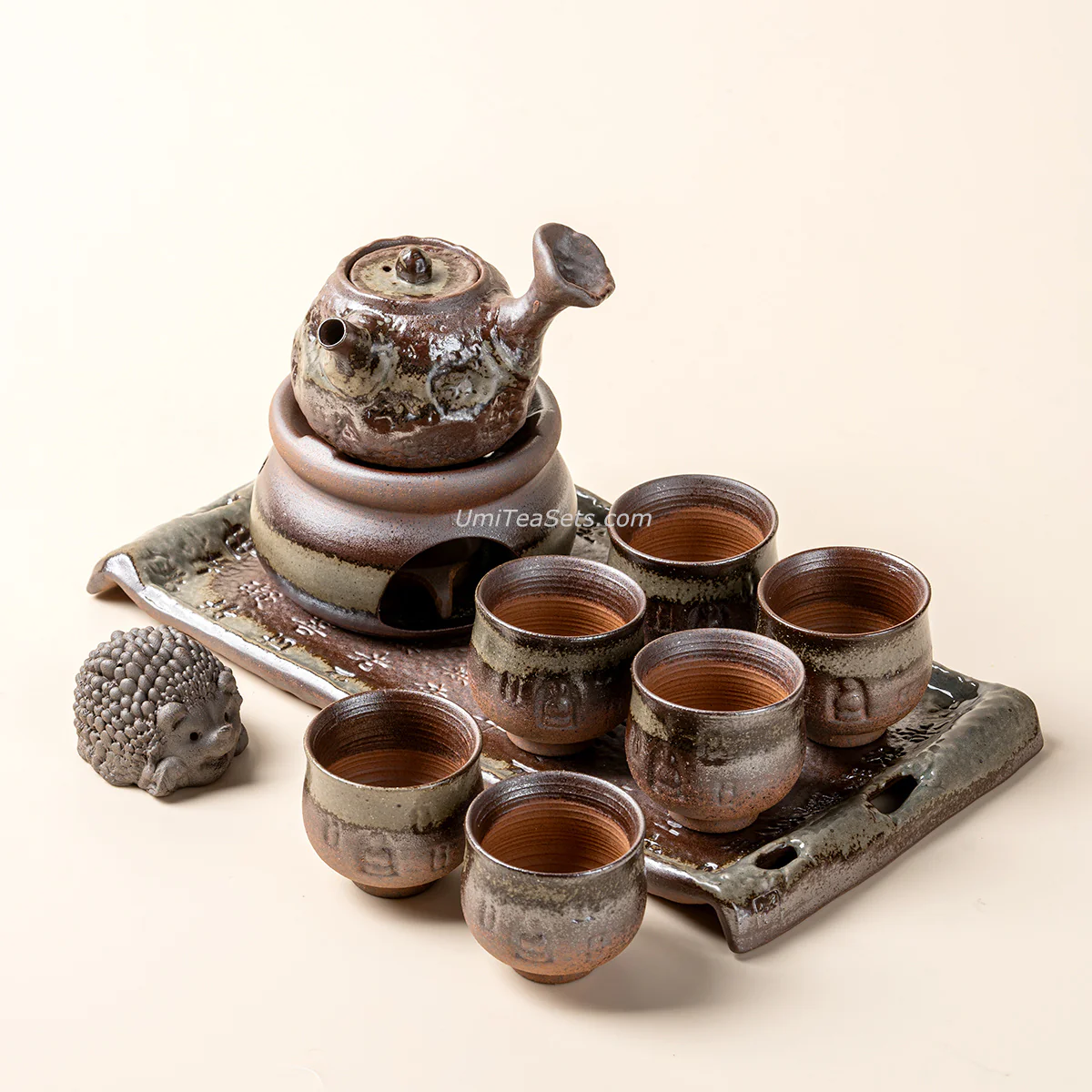 Coarse Pottery Bizen-yaki Glaze Tea Set