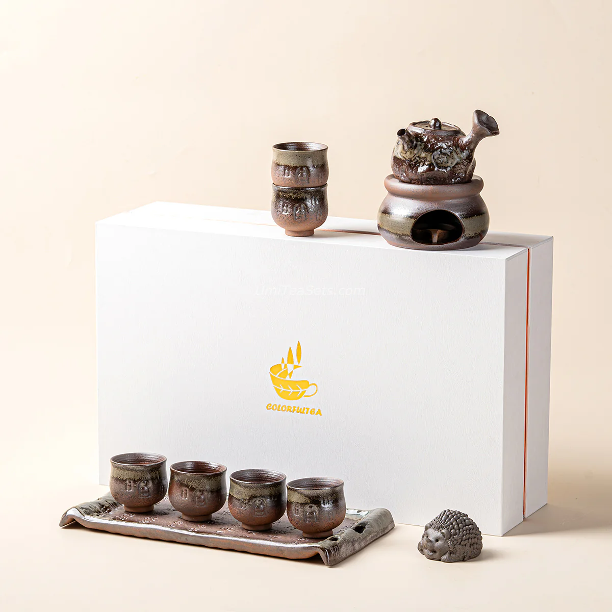 Coarse Pottery Bizen-yaki Glaze Tea Set - Image 4