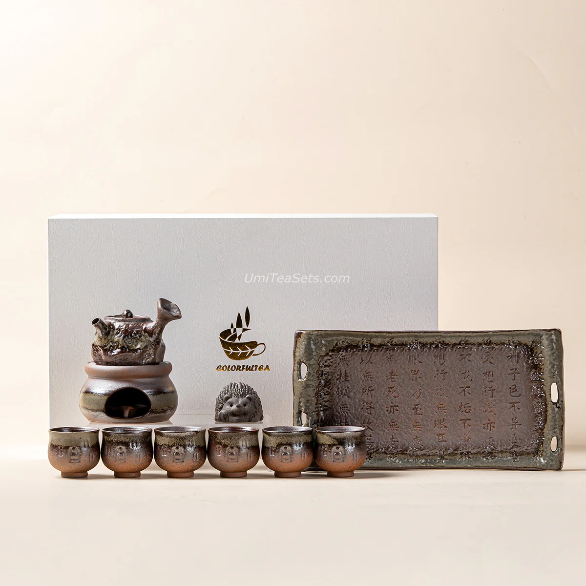 Coarse Pottery Bizen-yaki Glaze Tea Set - Image 5