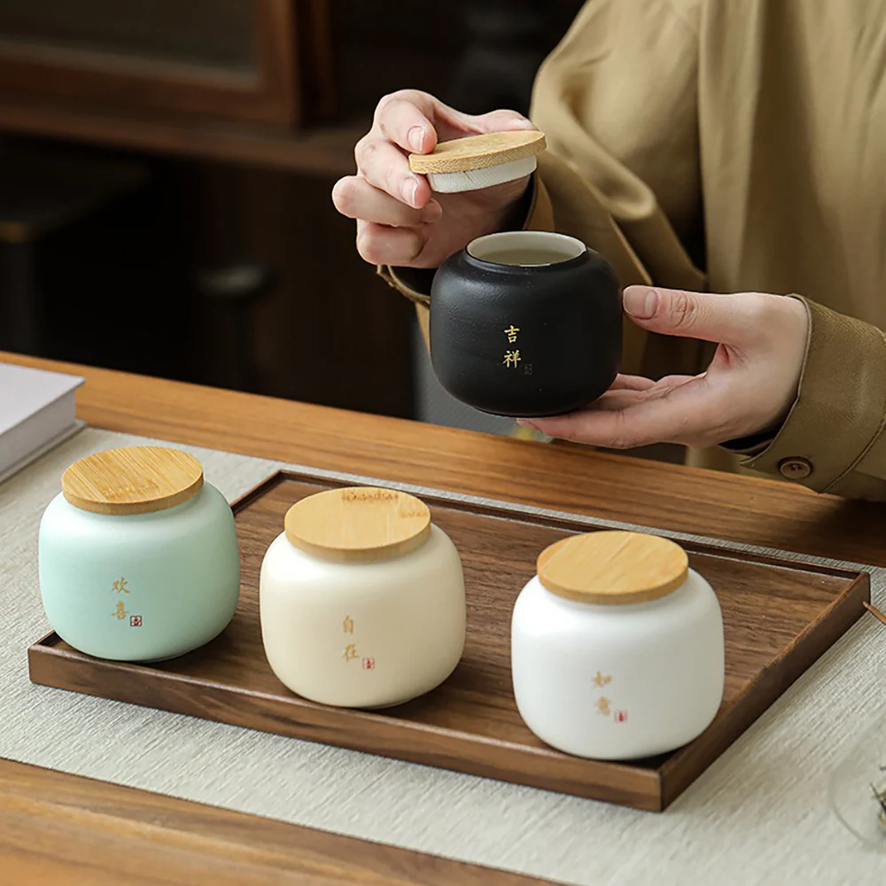 Coarse Pottery Four Tea Caddies Set - Image 2