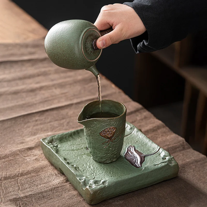 Coarse Pottery Kyusu Lotus Tea Set - Image 5