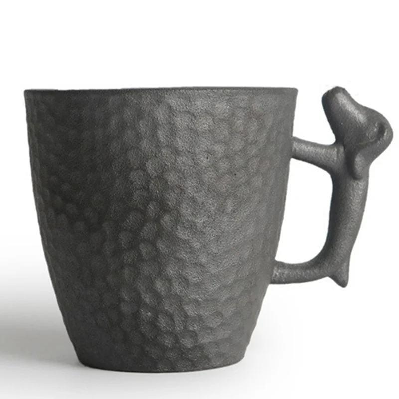 Coarse Pottery Japanese Tea Cup With Dog Handle - Image 2
