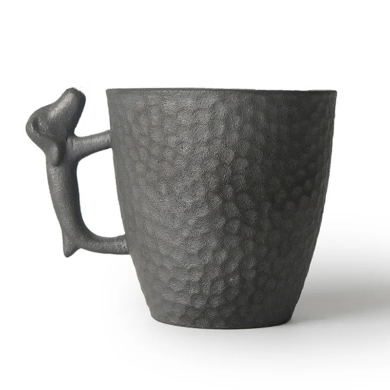 Coarse Pottery Japanese Tea Cup With Dog Handle - Image 3