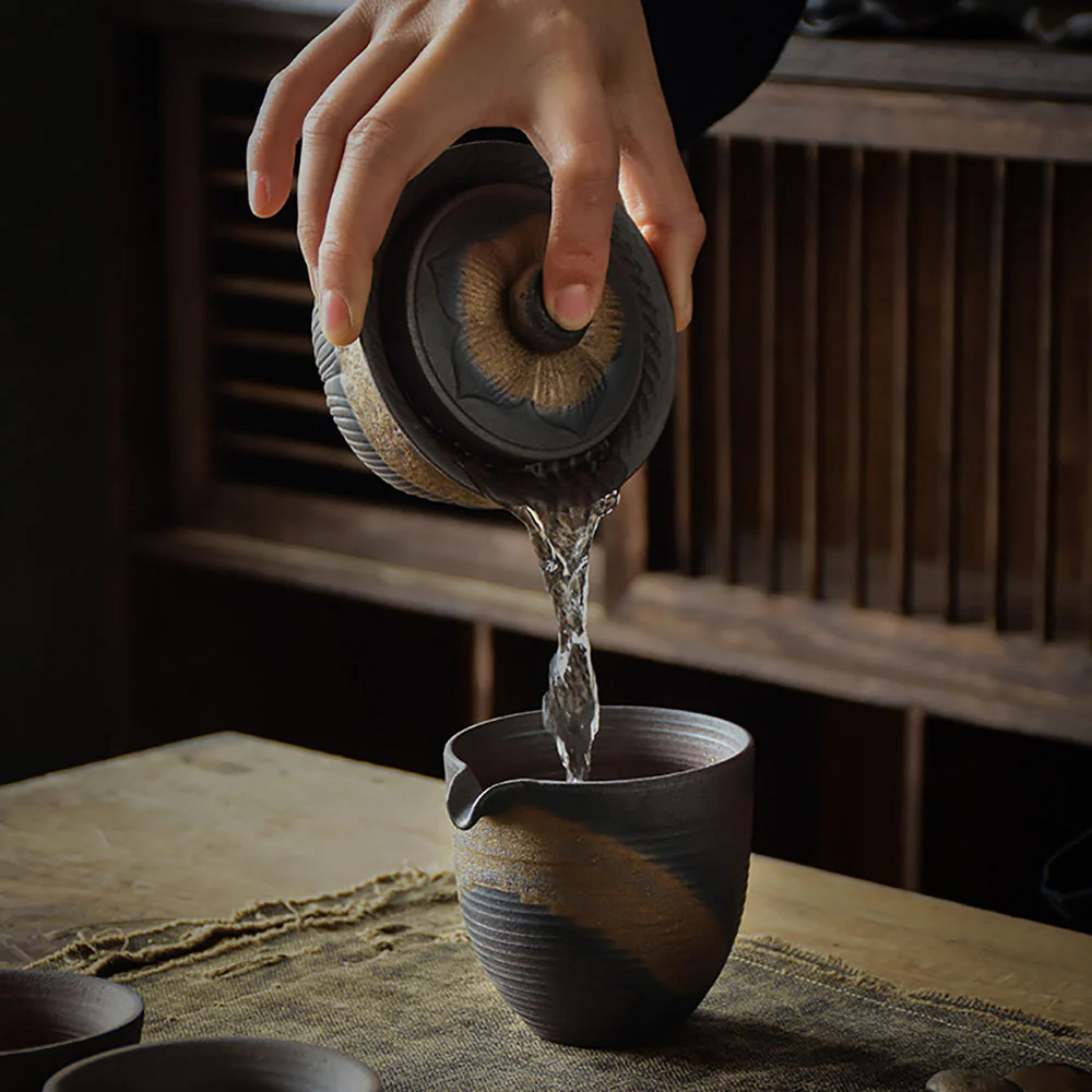 Coarse Pottery Lotus Gaiwan Teapot - Image 5